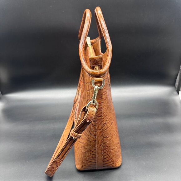 Brahmin Elaine Satchel Purse Bag Mahogany Cassaway Leather Adjustable Strap - Picture 4 of 16